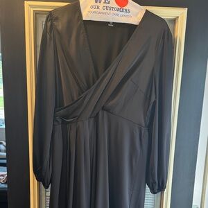 SHEIN Black Long Sleeve Wrap Dress